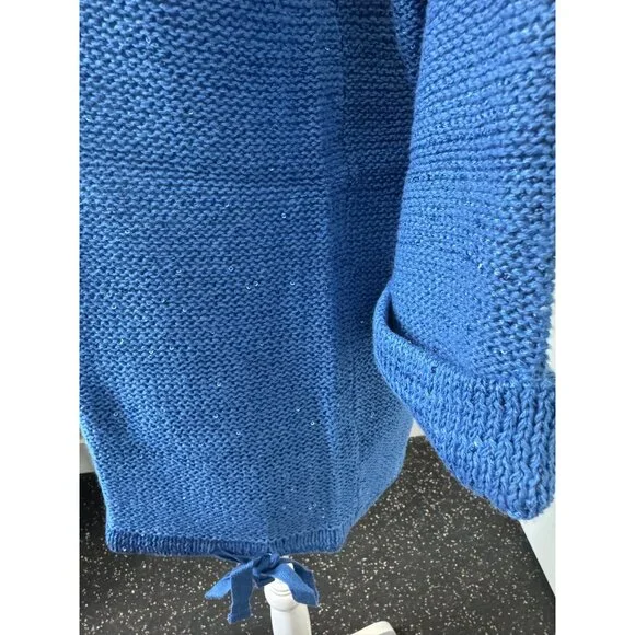 DKNY Jeans Womens Sequin V-Neck Sweater XL Blue Light Soft Comfortable - Picture 6 of 11